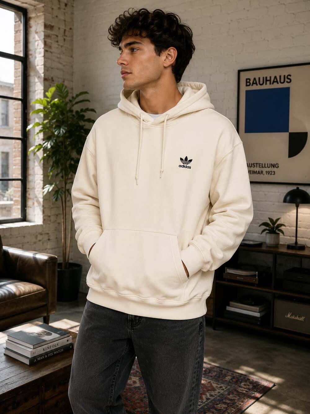 Adidas Originals Trefoil Essentials Pullover Hoodie - Cream/Wonder White